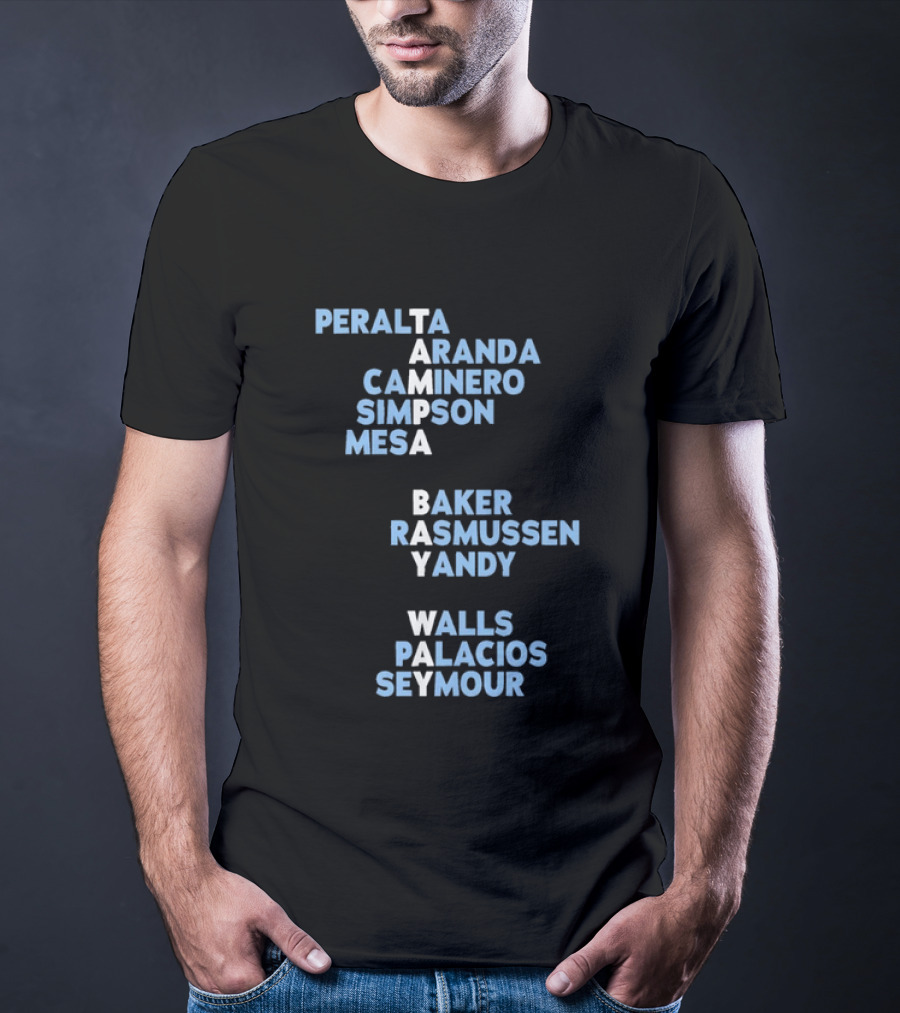 Tampa Bay Rays Player Roster List Peralta Aranda Caminero Simpson Mesa Baker Rasmussen Yandy Walls Palacios Seymour T-Shirt