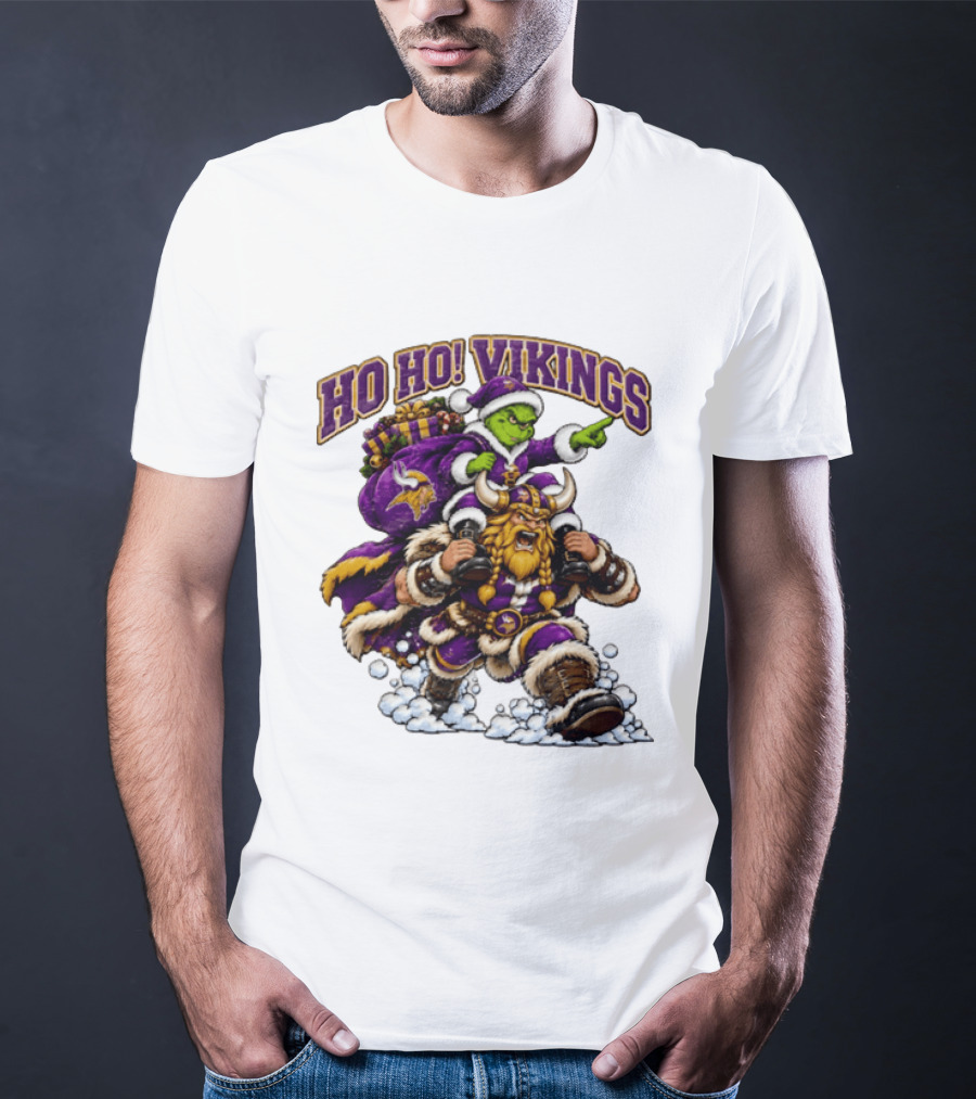 Ho Ho Vikings Grinch Christmas Minnesota Football T-Shirt