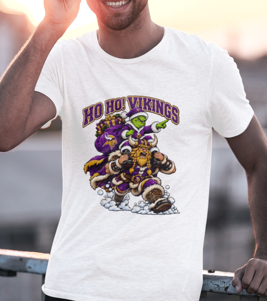Ho Ho Vikings Grinch Christmas Minnesota Football T-Shirt