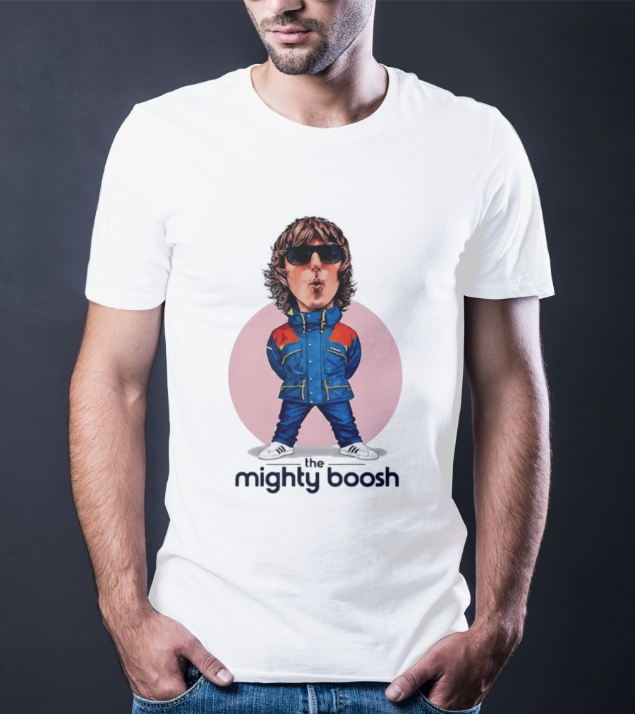 The Mighty Boosh Noel Fielding Caricature In Sunglasses And Blue Jacket T-Shirt