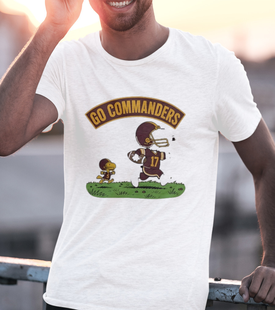 Go Commanders Snoopy Woodstock Football Number 17 Collaboration With Washington Commanders T-Shirt