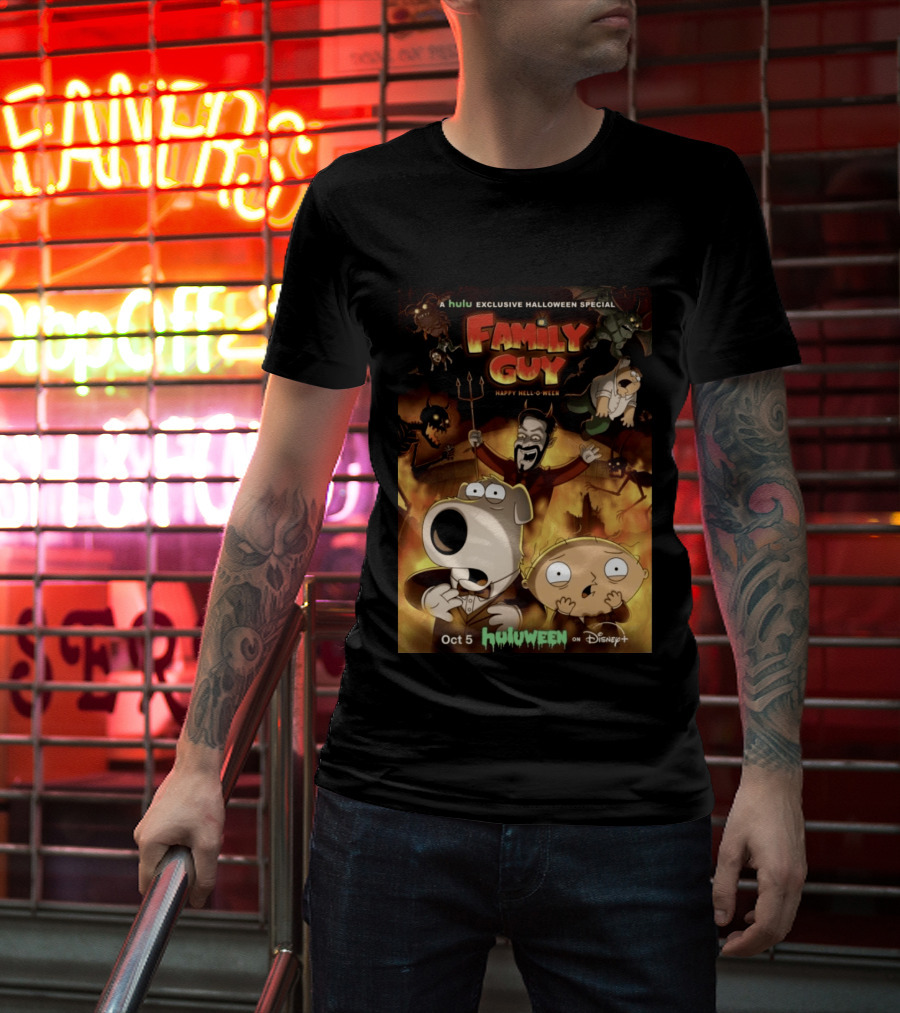 Hulu Exclusive Halloween Special Family Guy Happy Hell O Ween Oct 5 Huloween On Disney Plus T-Shirt