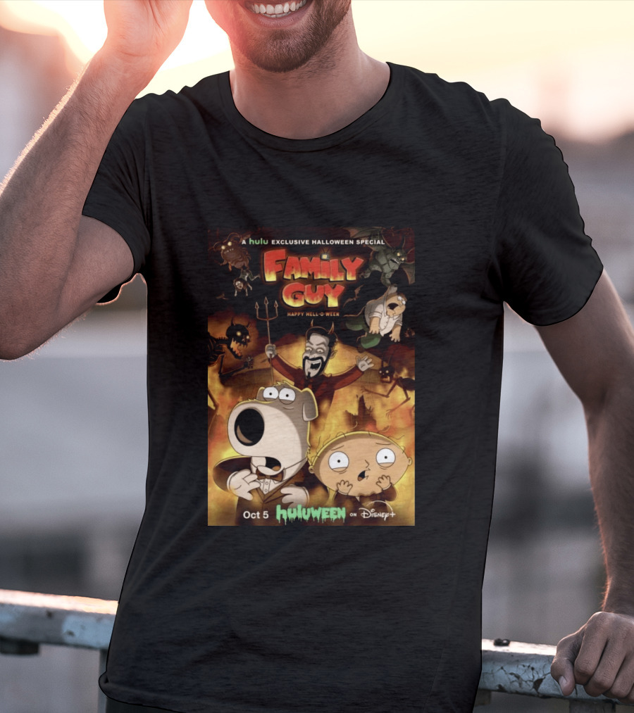 Hulu Exclusive Halloween Special Family Guy Happy Hell O Ween Oct 5 Huloween On Disney Plus T-Shirt