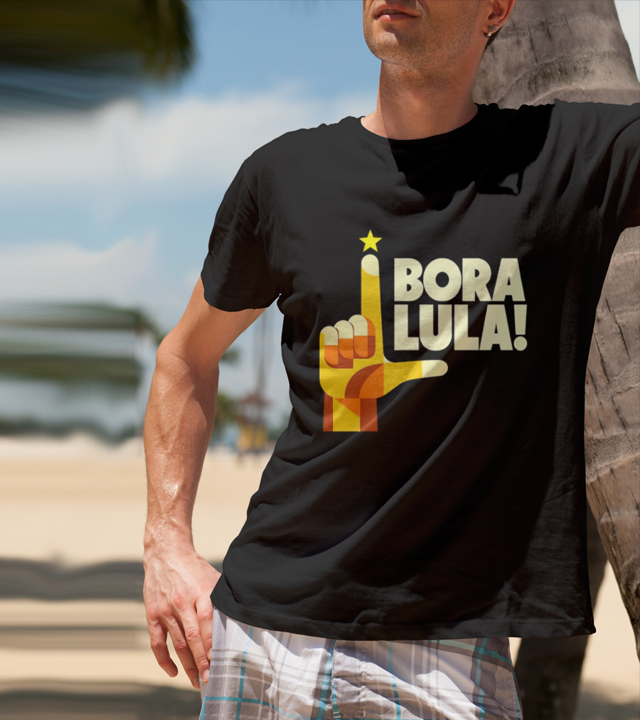 Bora Lula Political Campaign Brazil President Star Hand Gesture T-Shirt