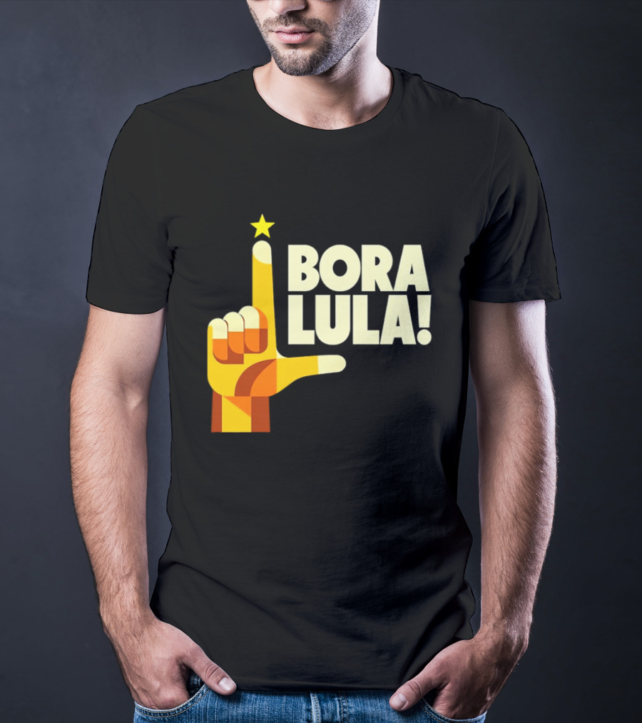 Bora Lula Political Campaign Brazil President Star Hand Gesture T-Shirt