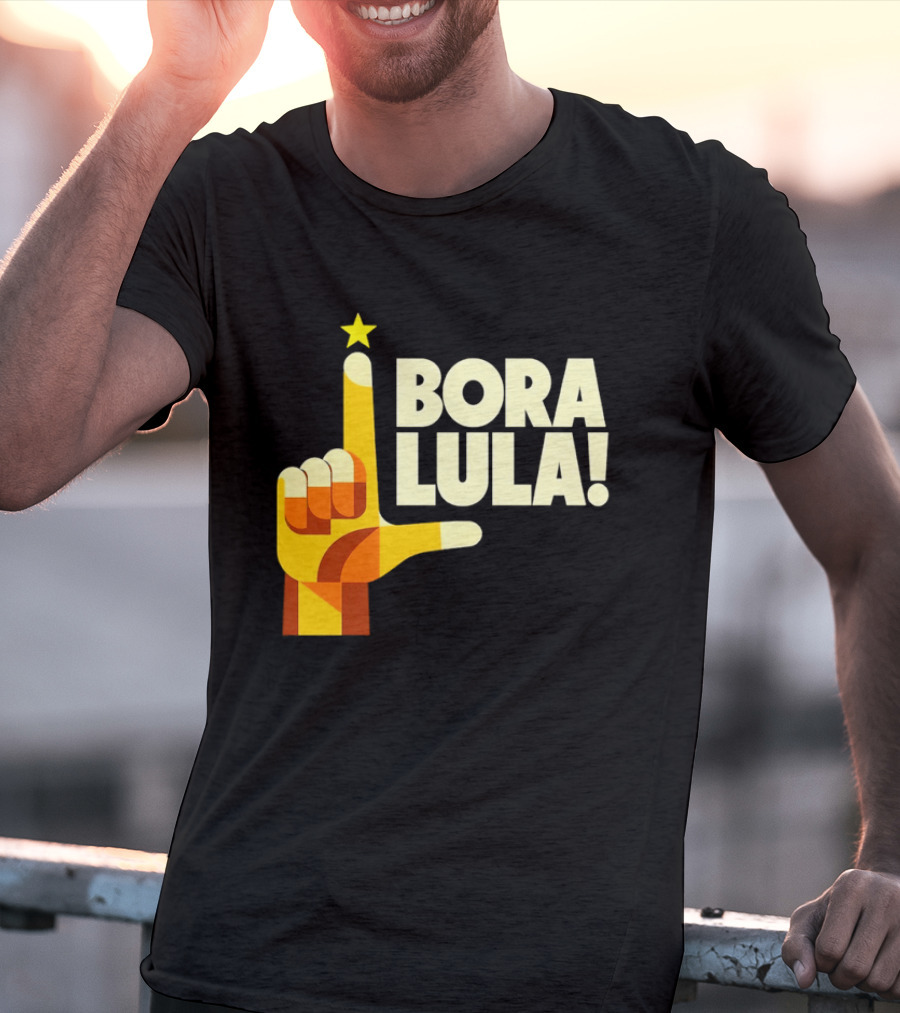 Bora Lula Political Campaign Brazil President Star Hand Gesture T-Shirt
