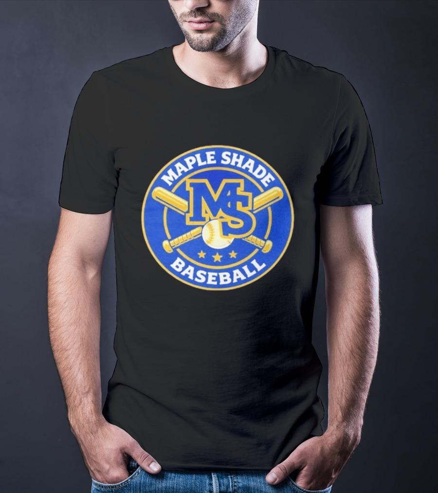 Maple Shade Baseball MS Batt Ball Logo Three Stars T-Shirt