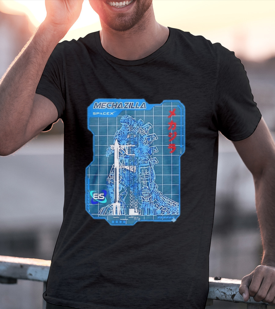 Mechazilla SpaceX Blueprint Starship Rocket Japanese Kanji Eis T-Shirt
