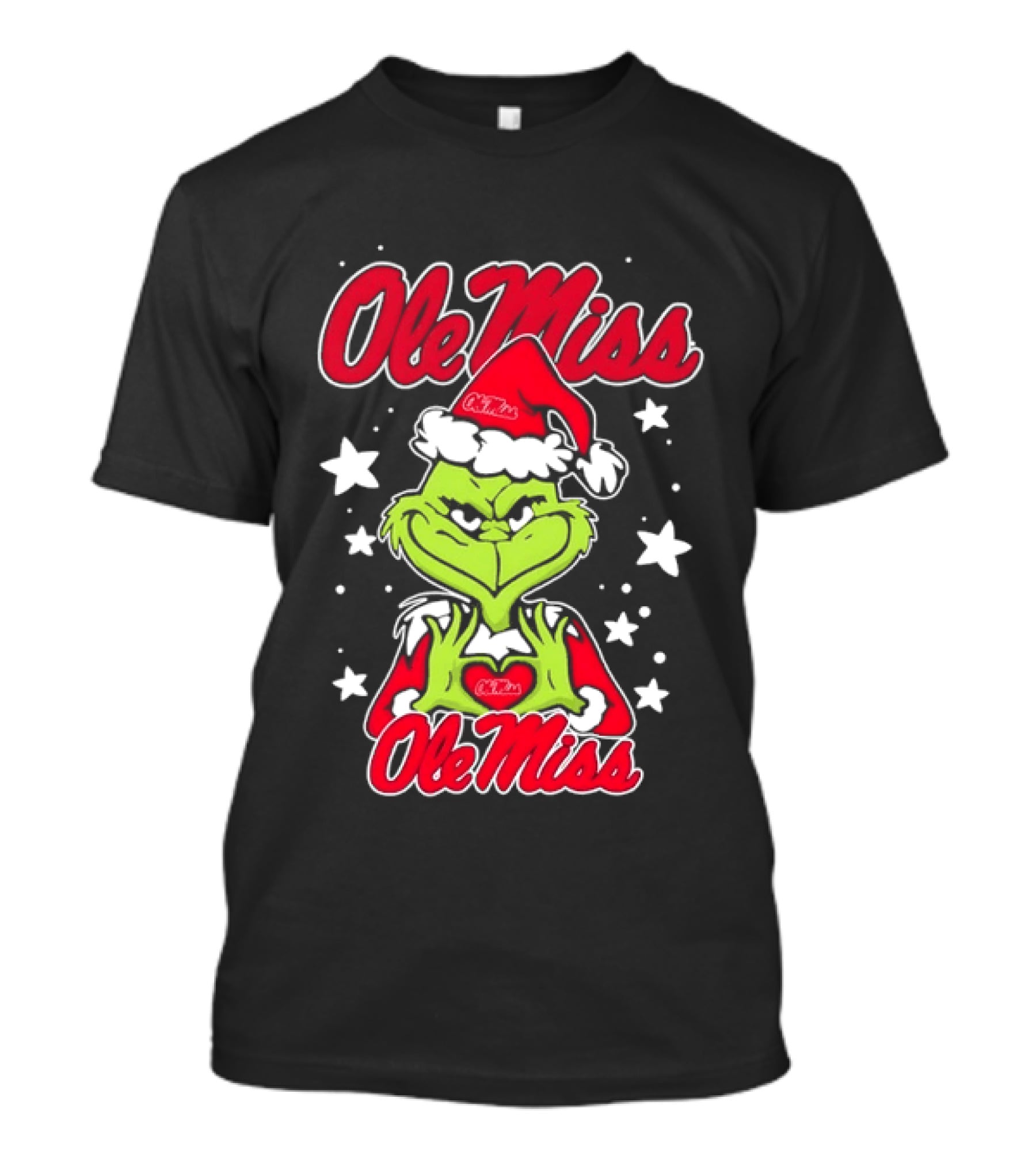 Ole Miss Grinch Christmas Heart College Football Holiday T-Shirt