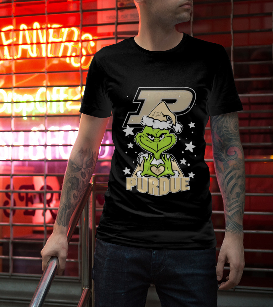 Purdue Boilermakers Christmas Grinch Heart T-Shirt