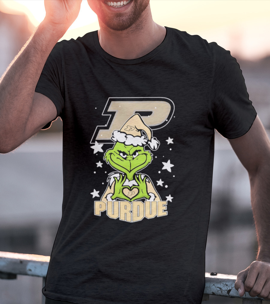 Purdue Boilermakers Christmas Grinch Heart T-Shirt