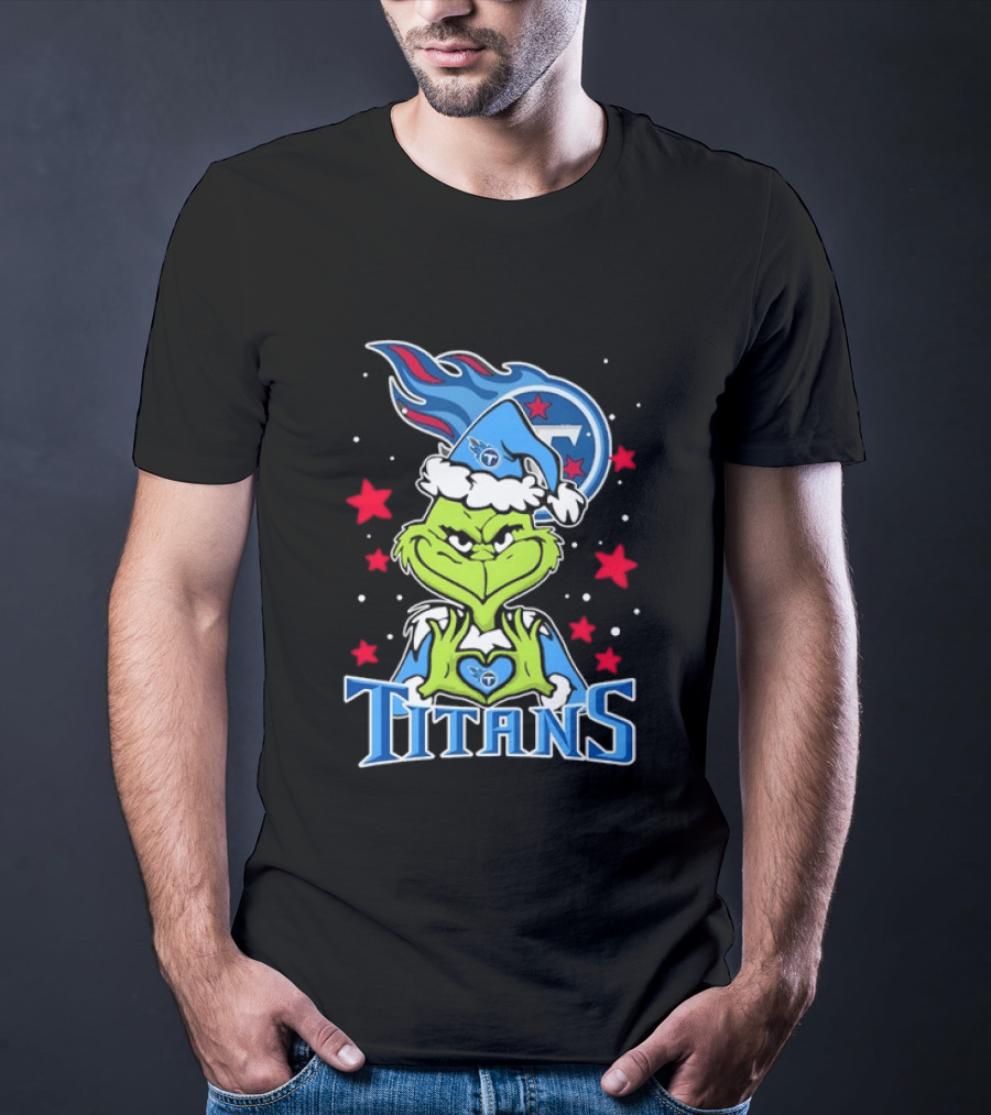 Grinch Tennessee Titans Christmas Licensed NFL Team Holiday T-Shirt