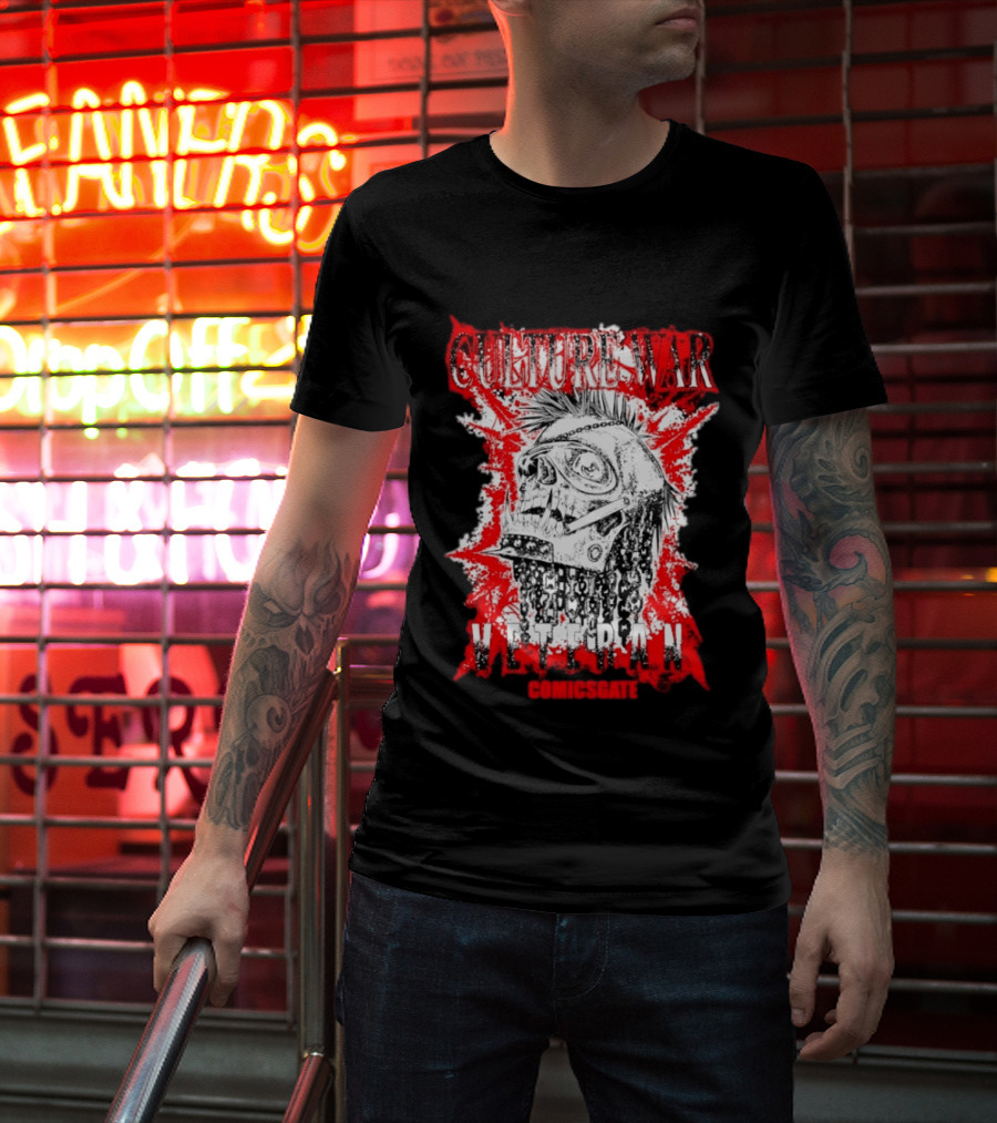 Culture War Veteran Punk Skull Comicsgate T-Shirt
