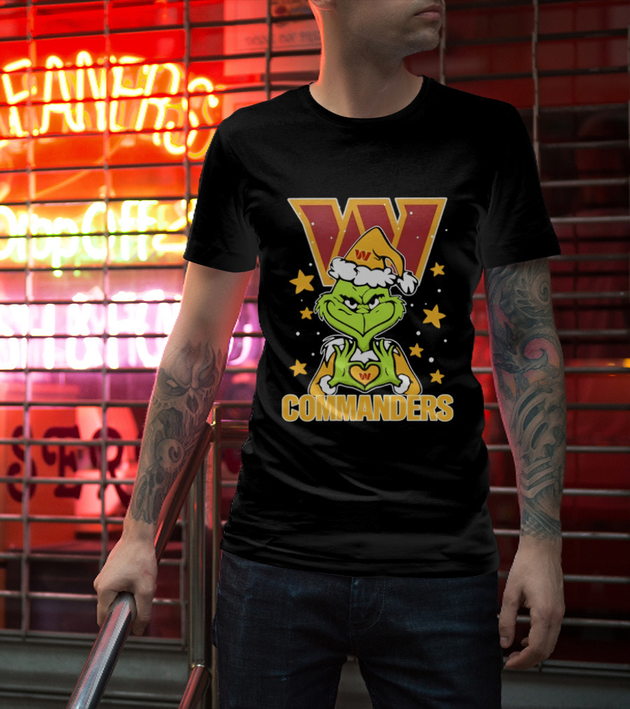 The Grinch Christmas W Commanders Football Team T-Shirt