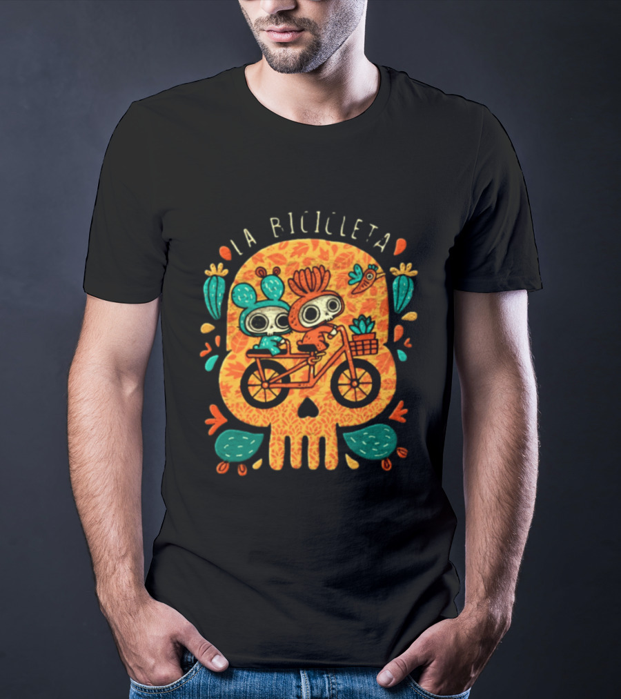 La Bicicleta Calavera Skeletons Day Of The Dead Sugar Skull T-Shirt