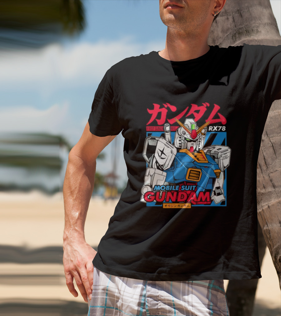 Mobile Suit Gundam RX 78 Iconic First Series Japanese Kanji T-Shirt