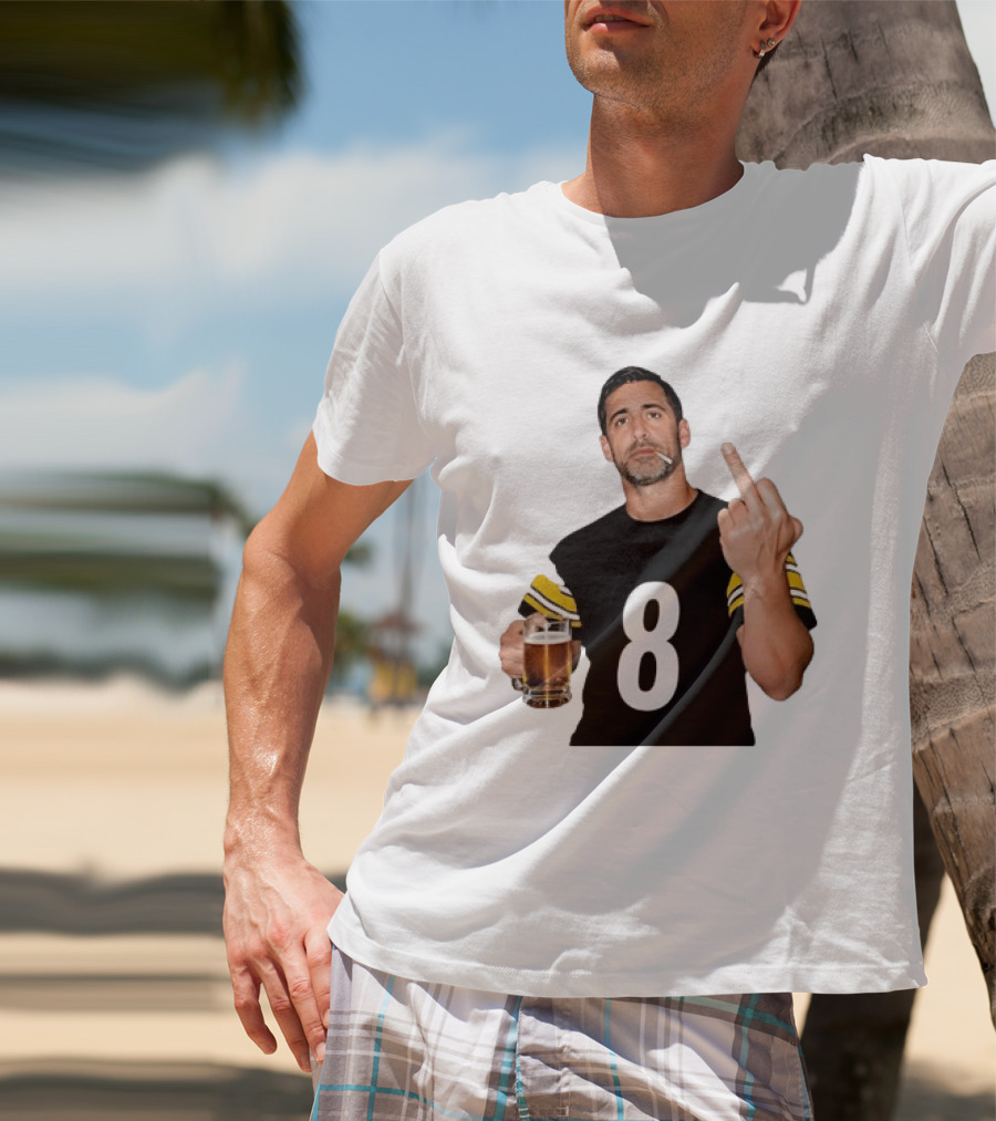 Aaron Rodgers Pittsburgh Steelers Number 8 Middle Finger And Beer Gesture T-Shirt