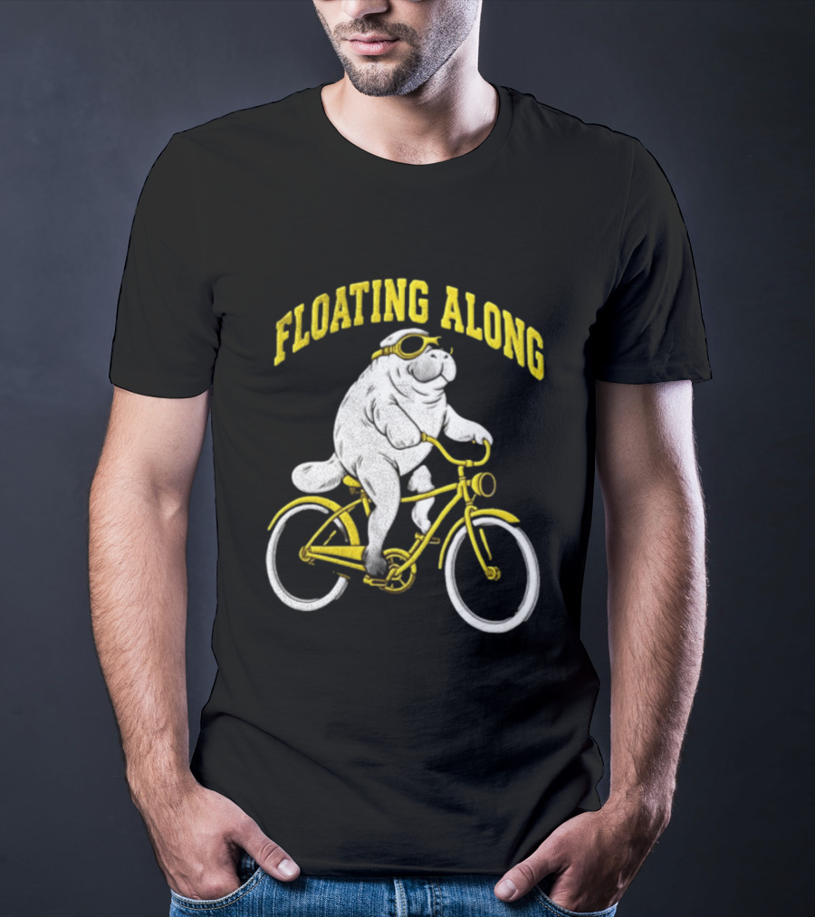 Floating Along Manatee Goggles Bicycle Rider T-Shirt