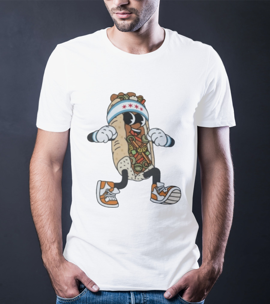 Chicago Juicy Jus Hot Dog Character Sneakers Headband Stars T-Shirt