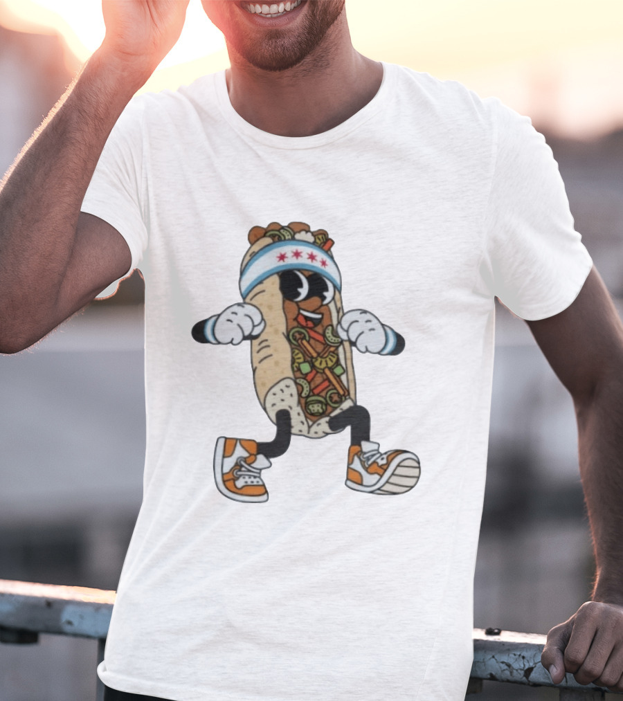 Chicago Juicy Jus Hot Dog Character Sneakers Headband Stars T-Shirt