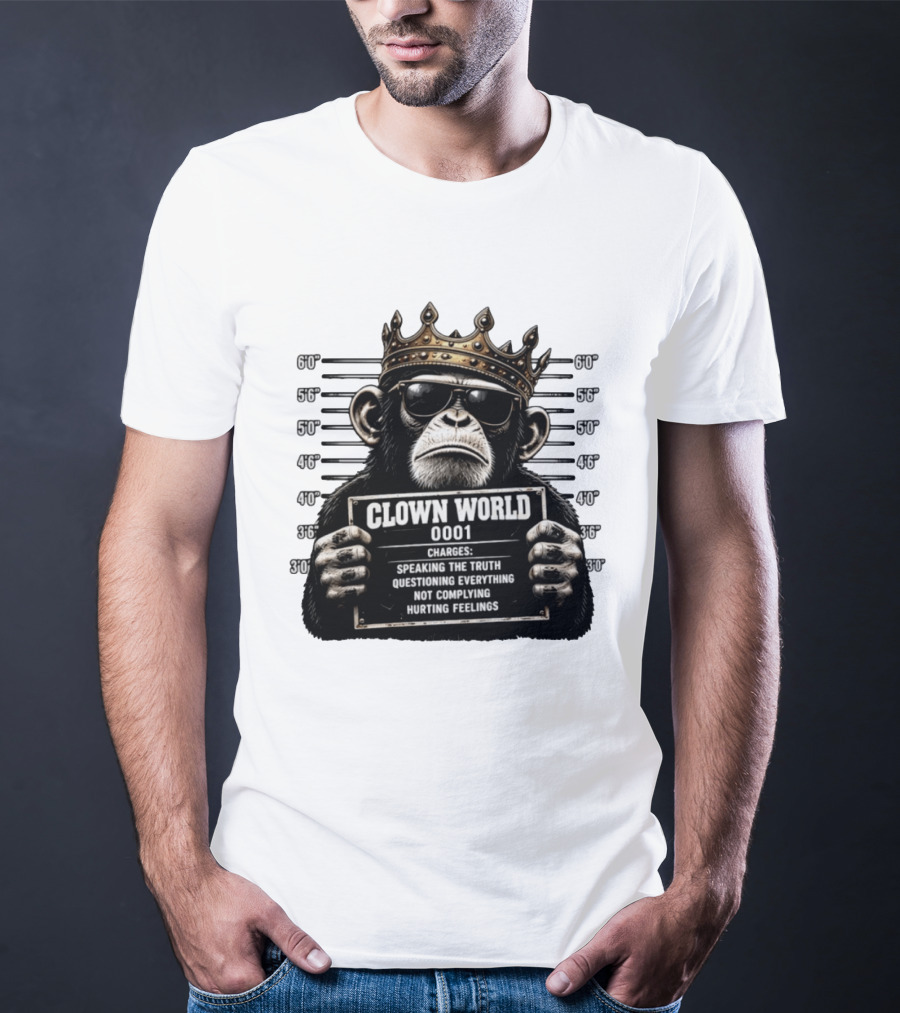 Clown World Shot Monkey Truth Questioning Non Compliance Charges T-Shirt