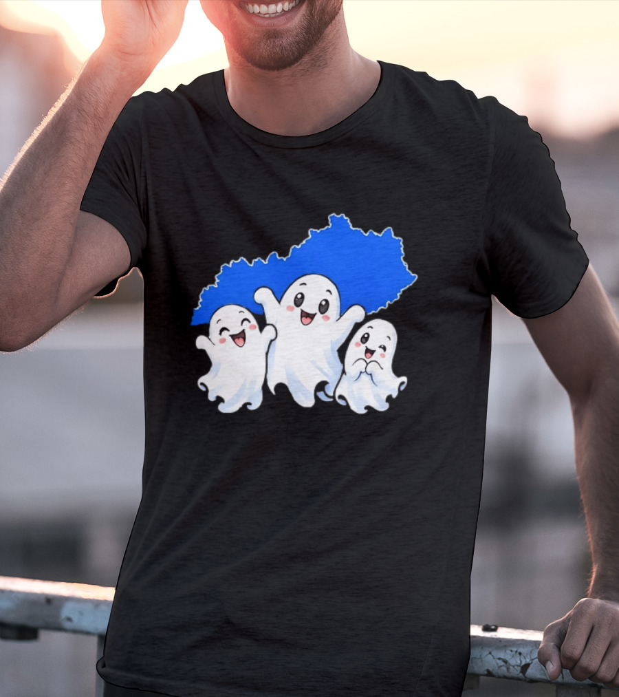 Ghosts And Kentucky State Map Halloween Fun T-Shirt