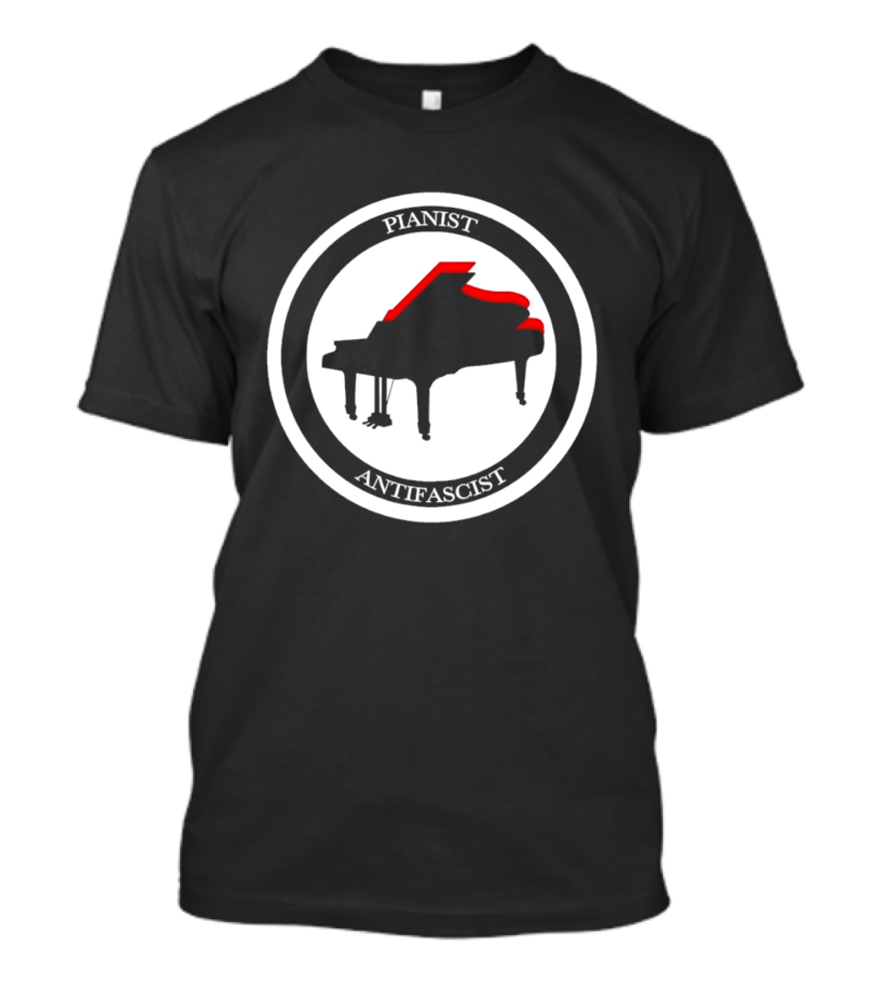 Pianist Antifascist Grand Piano Music T-Shirt