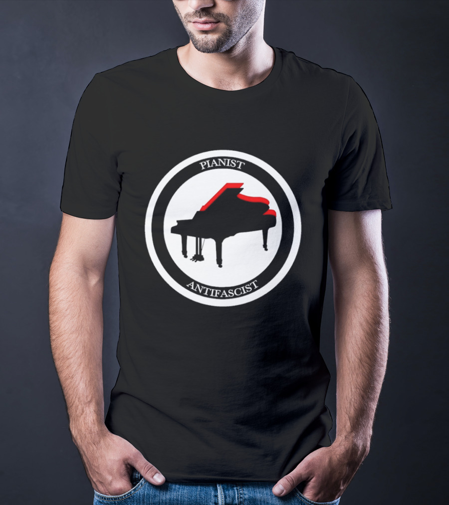 Pianist Antifascist Grand Piano Music T-Shirt