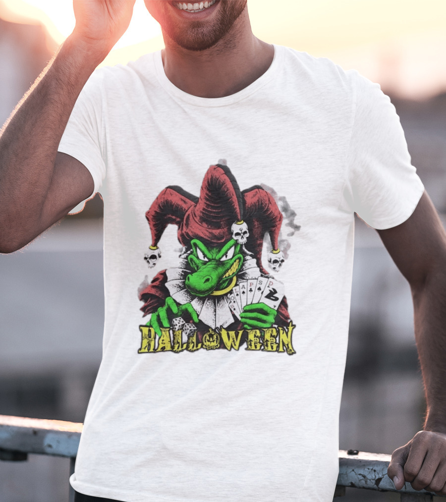 Halloween Joker Crocodile Dice Playing Cards Skulls T-Shirt
