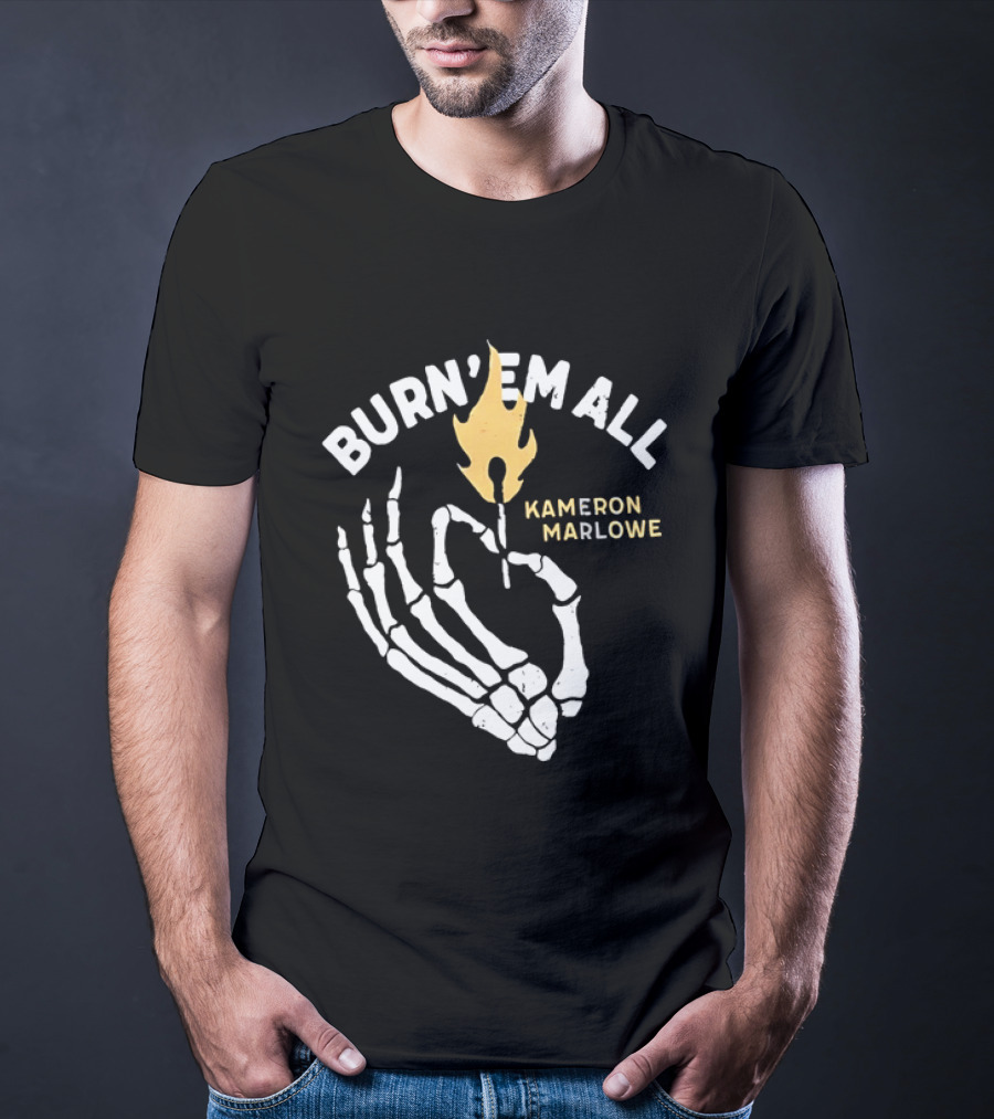 Burn 'Em All Kameron Marlowe Skeleton Flame T-Shirt