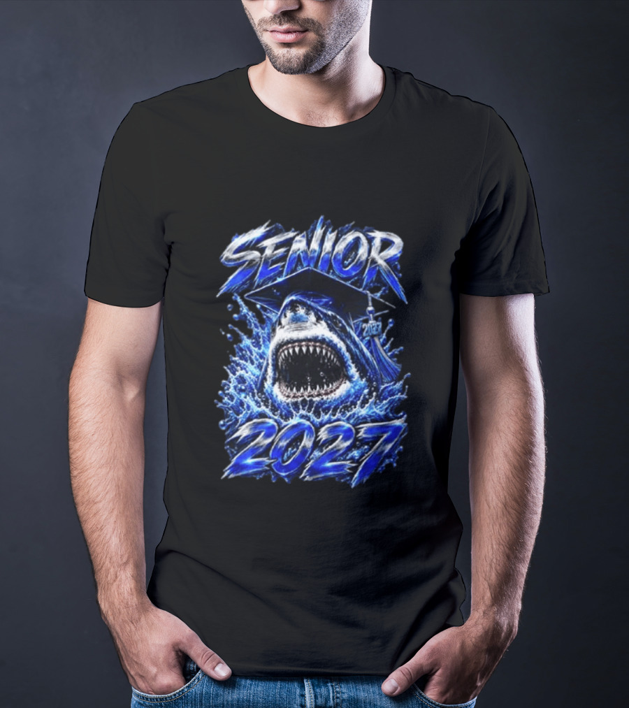 Senior Shark 2027 Graduation Class School T-Shirt