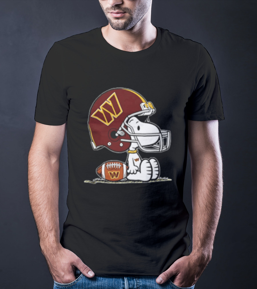 Snoopy Washington Commanders Football Helmet Cartoon Dog T-Shirt