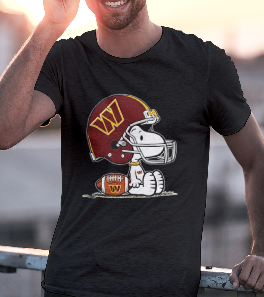 Snoopy Washington Commanders Football Helmet Cartoon Dog T-Shirt
