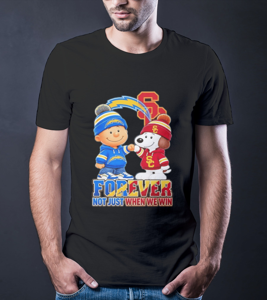 Charlie Brown Snoopy Los Angeles Chargers USC Trojans Forever Not Just When We Win T-Shirt