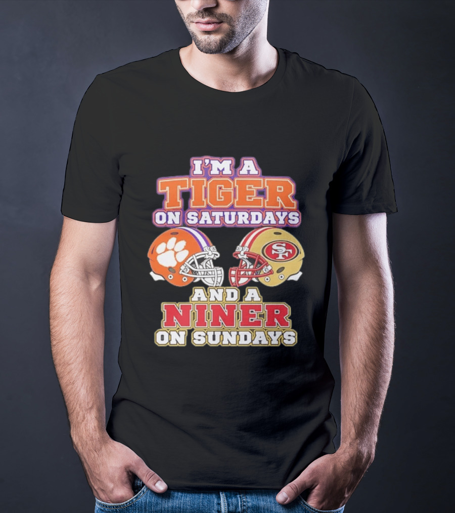 Clemson Tigers On Saturdays Niner On Sundays Football Collaboration T-Shirt