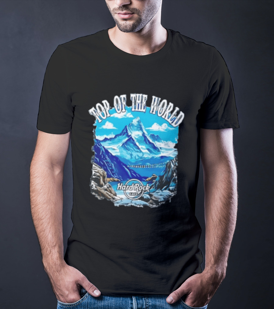 Top Of The World Hard Rock Cafe Snowy Mountain Peak Blue Sky T-Shirt