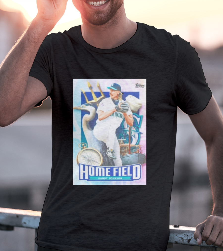 Randy Johnson Seattle Mariners Topps Home Field Baseball Card Mariners T-Shirt