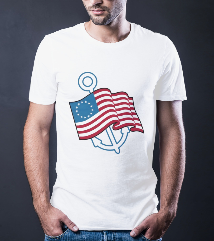 Betsy Ross Flag Nautical Anchor Patriotic T-Shirt