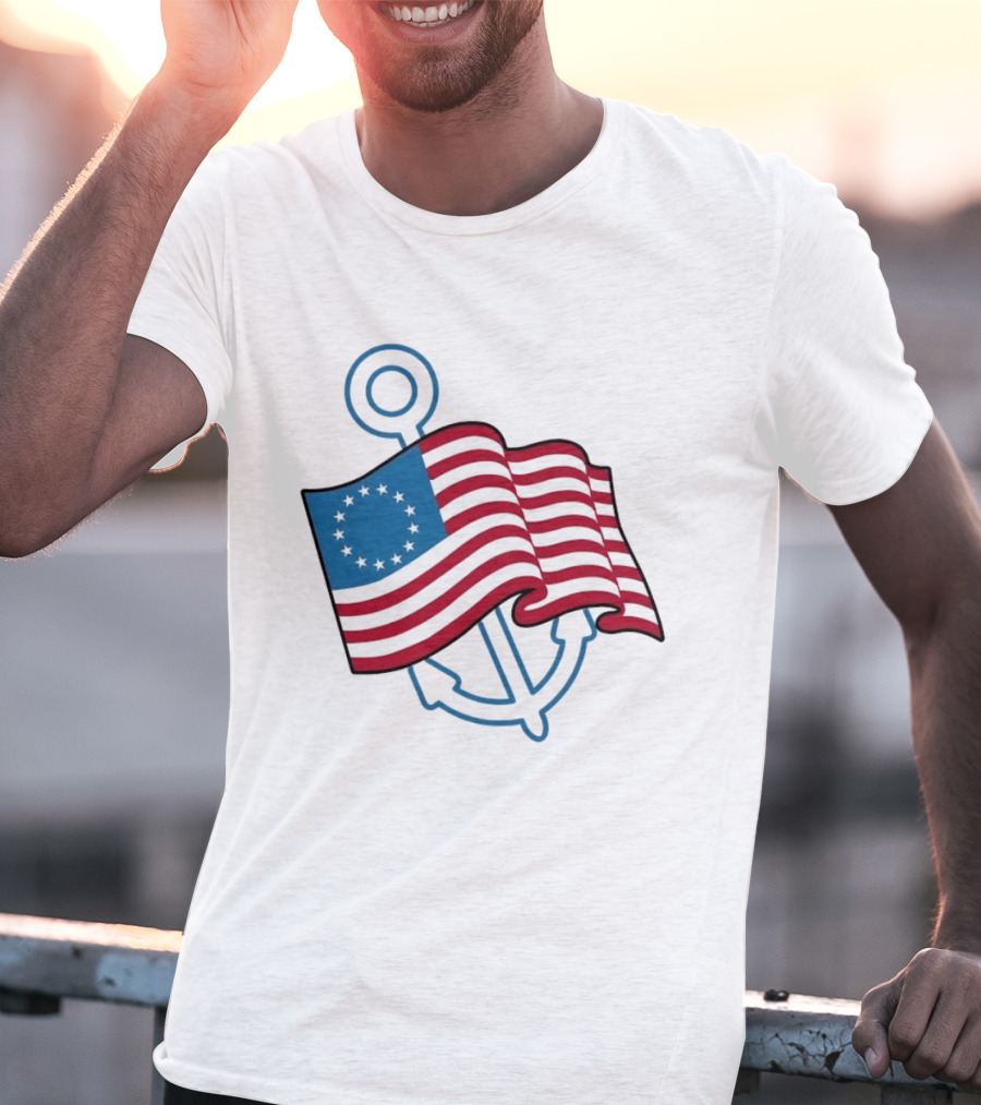 Betsy Ross Flag Nautical Anchor Patriotic T-Shirt