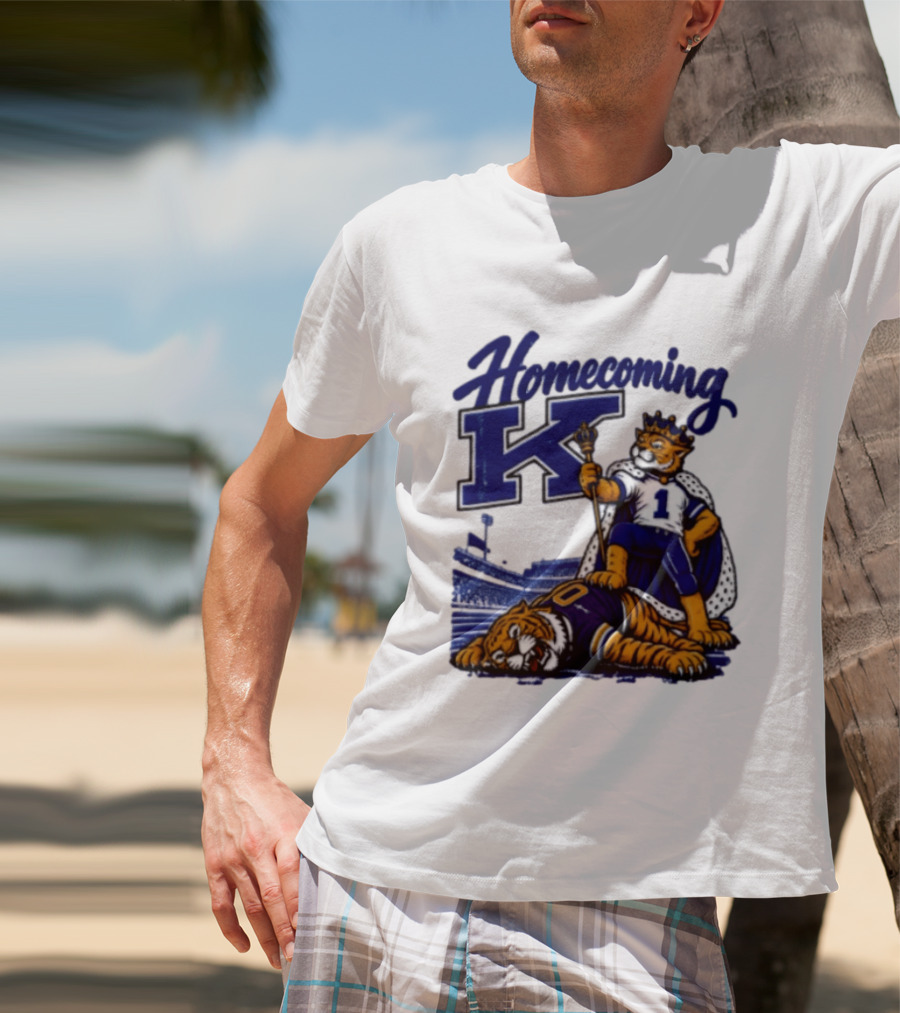 Homecoming K Wildcat King Stands Over Defeated Tiger Stadium Scene T-Shirt