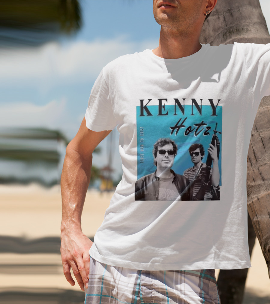 Kenny Hotz First Man To Exist Black And White Sunglasses Gun Image T-Shirt