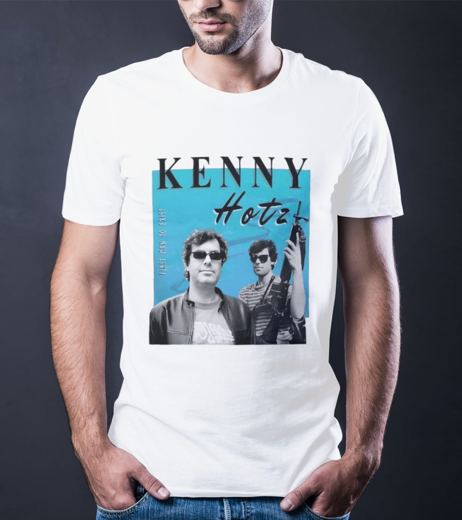 Kenny Hotz First Man To Exist Black And White Sunglasses Gun Image T-Shirt