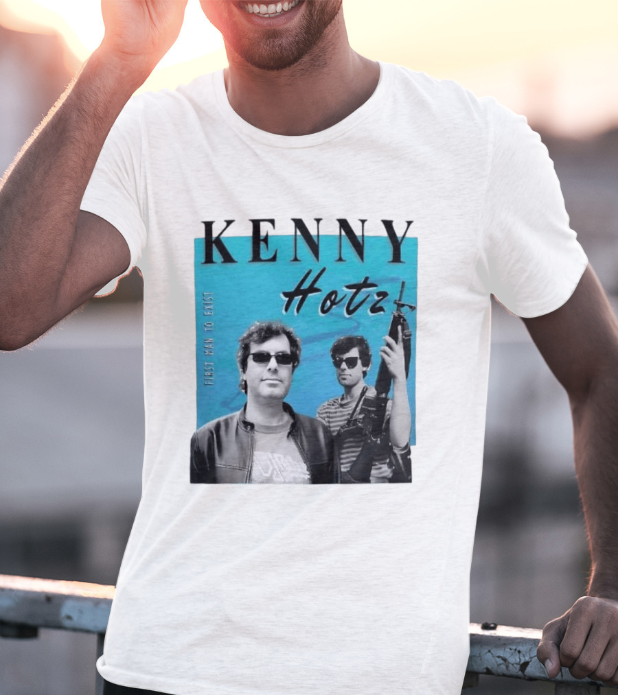 Kenny Hotz First Man To Exist Black And White Sunglasses Gun Image T-Shirt