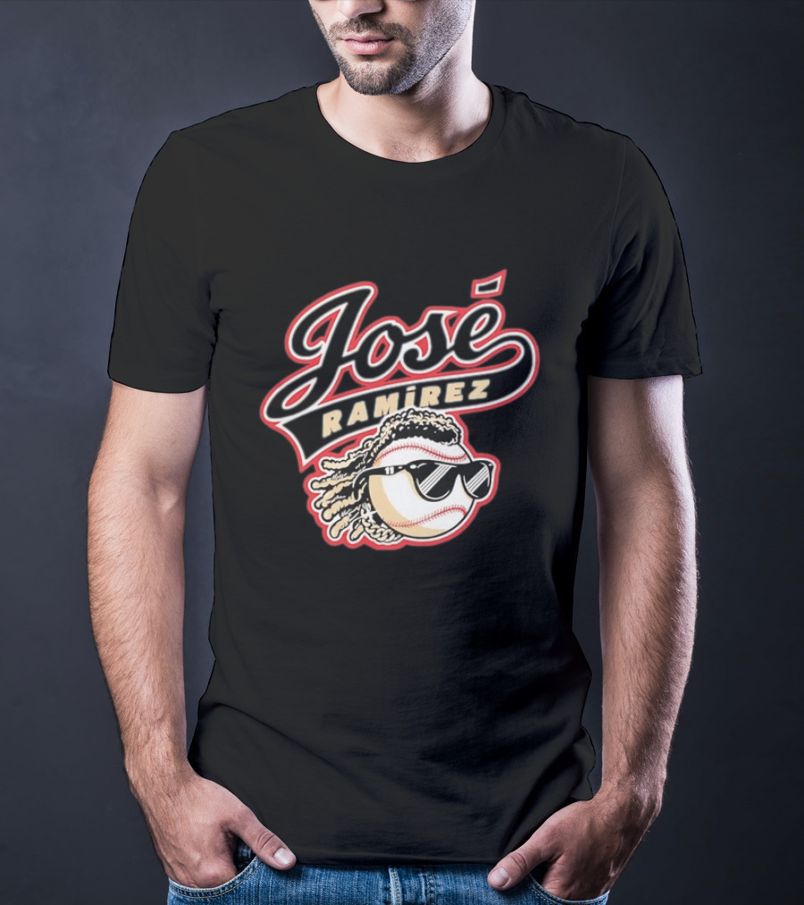 José Ramírez Cleveland Guardians Baseball Player Cool Baseball Icon With Sunglasses T-Shirt