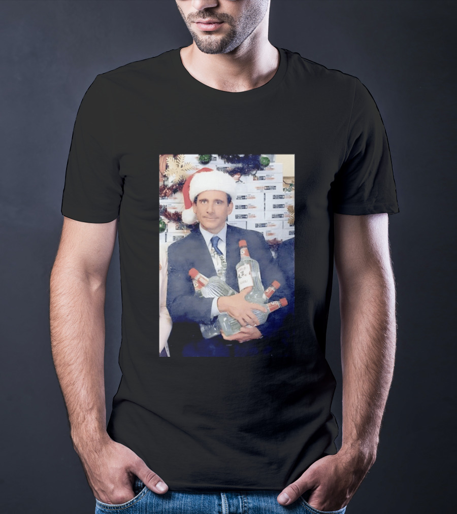 Michael Scott Holiday Party Vodka Santa Hat Scene T-Shirt