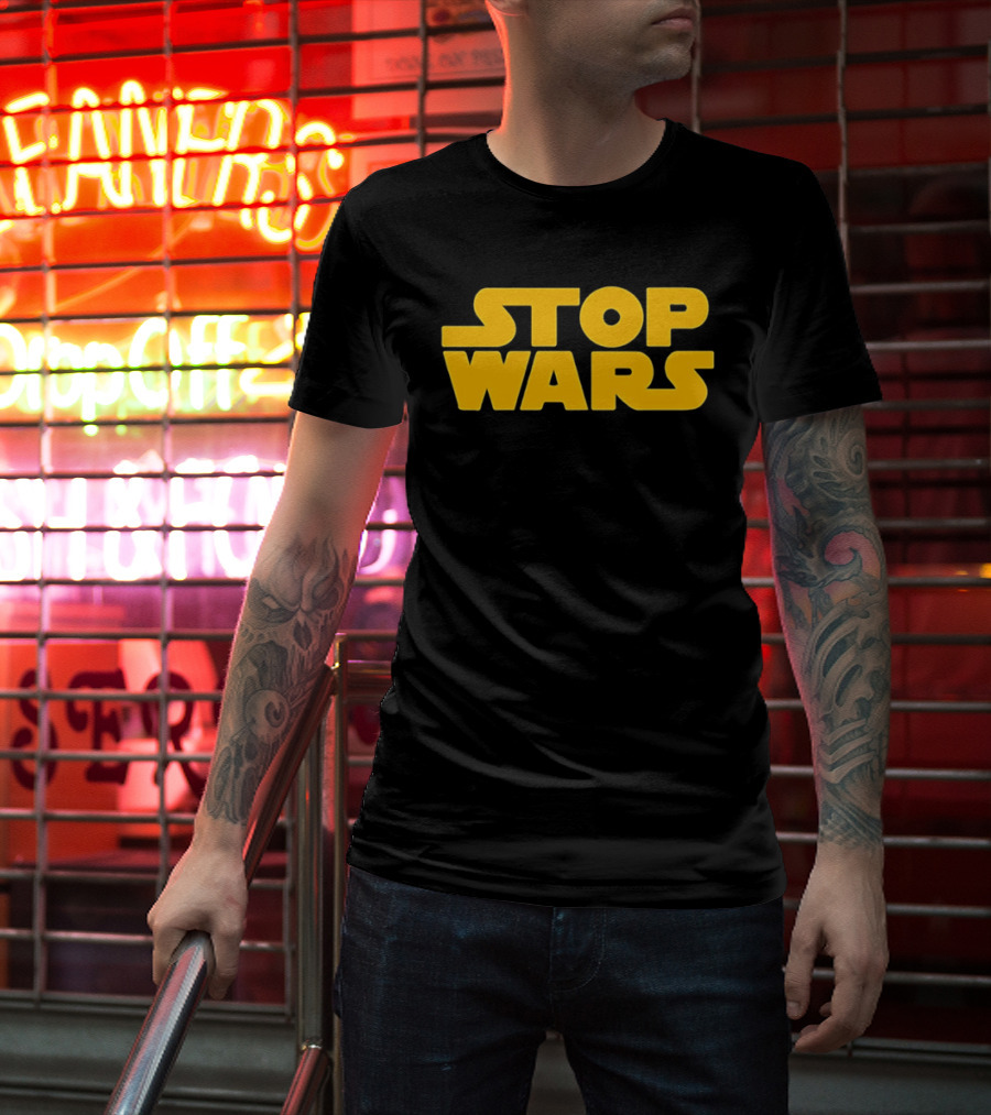 Stop Wars Peace Sci Fi Activism Iconic Yellow T-Shirt
