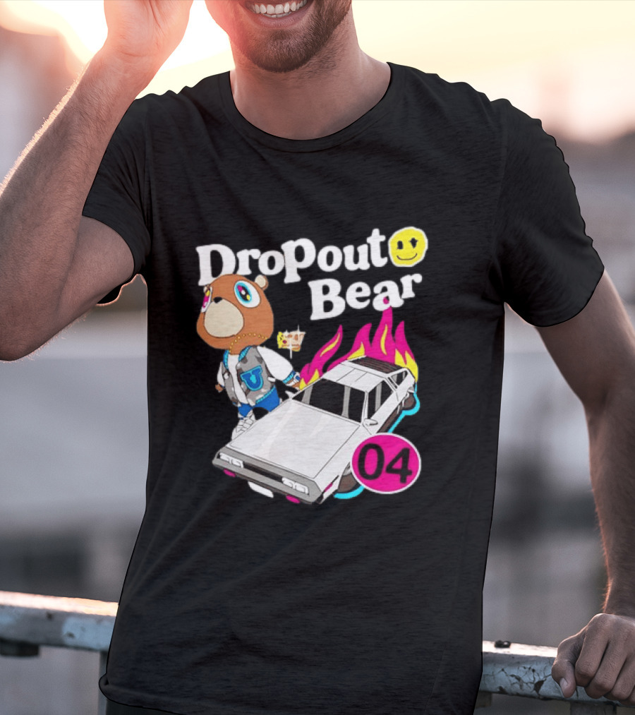 Kanye West Dropout Bear DeLorean 04 Flame Sneakers T-Shirt