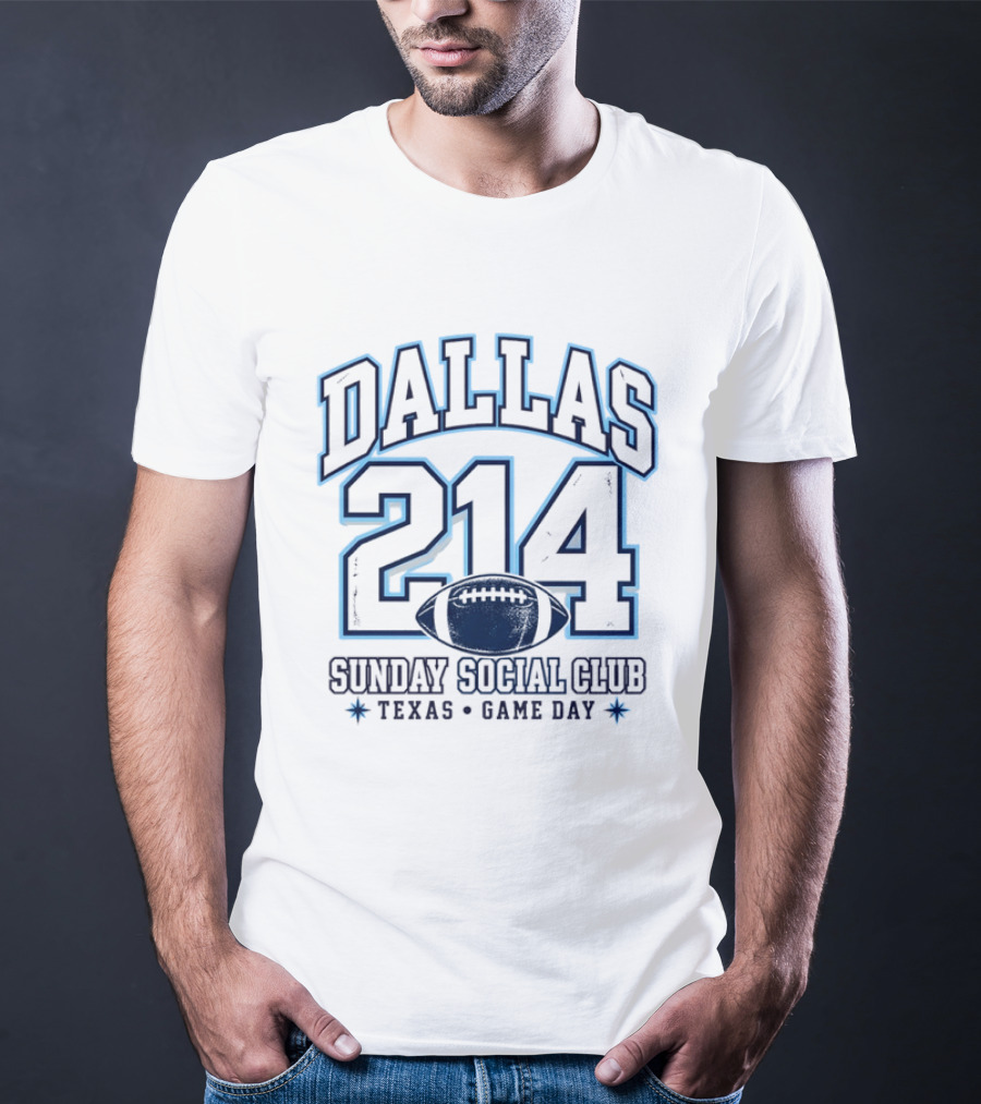 Dallas 214 Sunday Social Club Texas Game Day Football T-Shirt