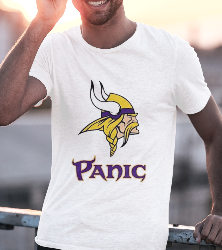 Minnesota Vikings Panic Viking Helmet Design NFL Fan T-Shirt