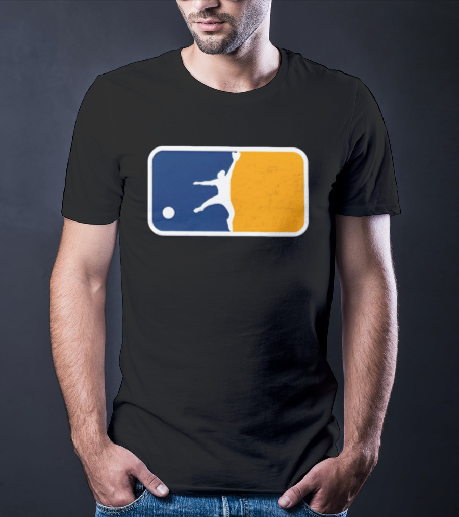 Milwaukee Brewers Baseball Leaping Catch Icon Luis Lara T-Shirt
